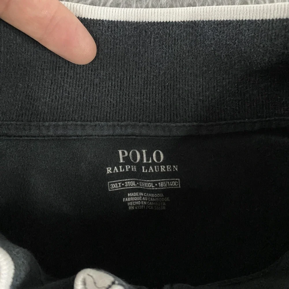 Polo‎ Ralph Lauren Jacket Mens 3XLT Black White Track Full Zip Mock Neck Pony